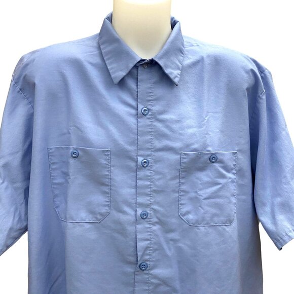 Red Kap Mens SS Shirt Blue XXL Cotton/Polyester Button-Down Collar Dual Pockets - Picture 2 of 9
